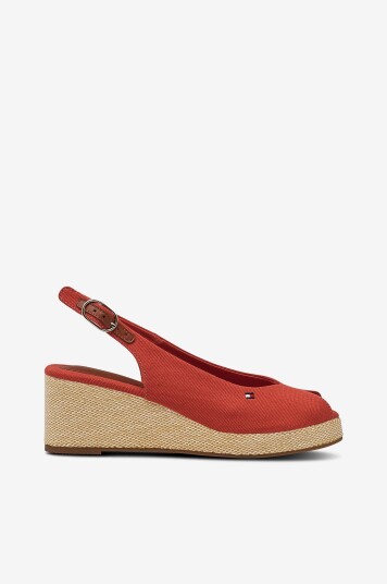 Tommy Hilfiger Sandaletter Flag Mid Wedge Espad Slingback Rosa