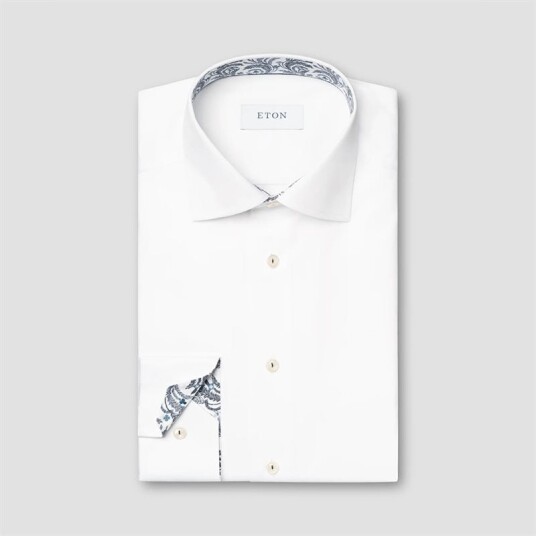 Contemporary Signature Twill Shirt White Floral Effect