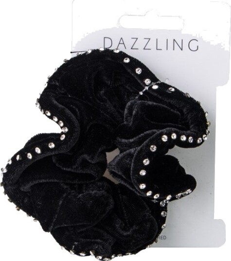 Dazzling Hår Svart sammet scrunchie