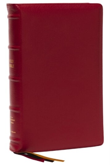 NKJV Thinline Reference Bible Large Print Red Premium Goatskin Leather Premier Collection Comfort Print