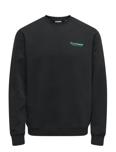 ONLY & SONS Onsten Reg Ls Crew   Black   L