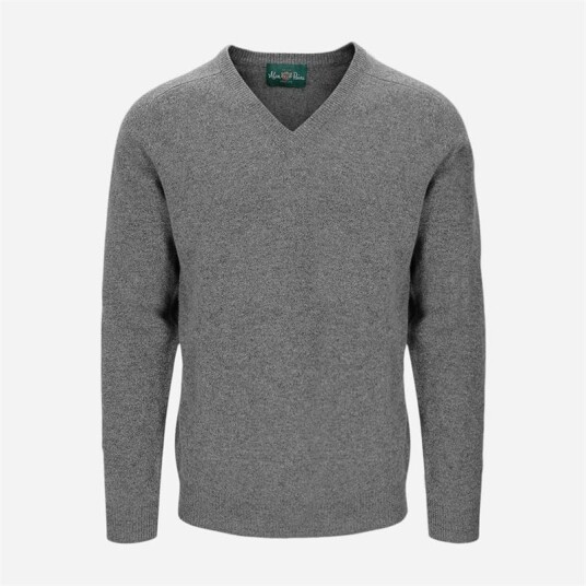 Alan Paine V-Neck Lambswool - Grey Mix Alan Paine V-Neck Lambswool - Grey Mix