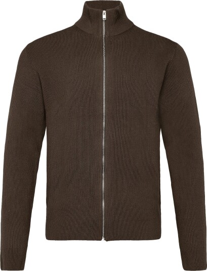 Lindbergh Knitted Zip Cardigan   Brown   XL