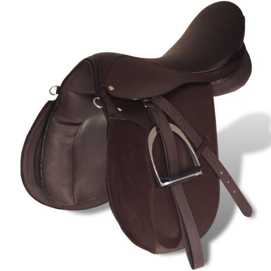 vidaXL Ridesal 17,5" ekte skinn brun 18 cm 5-i-1