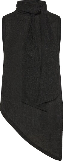 Topshop Tsbetsy L/S High Neck Scarf Top Jrs JET BLACK M