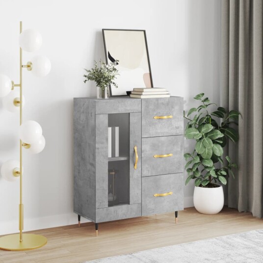 vidaXL Skjenk betonggrå 69,5x34x90 cm konstruert tre vidaXL Skjenk betonggrå 69,5x34x90 cm konstruert tre