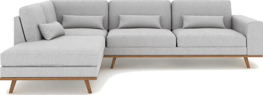Copenhagen 4 seters Venstrevendt L formet Sjeselongsofa i Stoff Grå