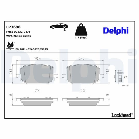 Bremseklosser DELPHI LP3698