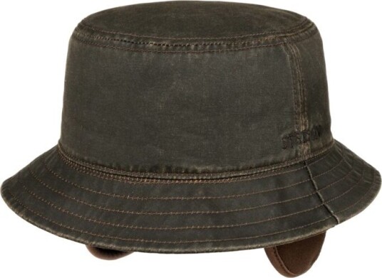 Stetson Bucket Hat with Earflaps Cotton/Polyester Brown 61/XL