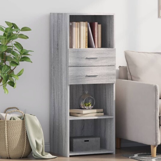 Hylle grå sonoma 45x42,5x124 cm konstruert tre Hylle grå sonoma 45x42,5x124 cm konstruert tre