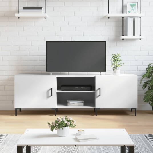 vidaXL TV-benk høyglans hvit 150x30x50 cm konstruert tre 8720845427078