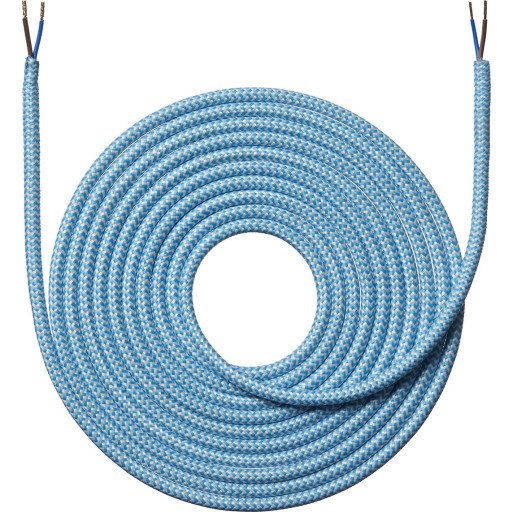 Nielsen Light 4m Stoffledning Zigzag Lyseblå 2x0,75 mm²
