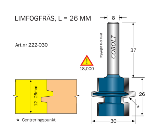 Cobolt 222 030 Limfugefres L=26 D=30/22/14,2 TL=63 S=8 Maskintilbehør & forbruk Cobolt 222 030 Limfugefres L=26 D=30/22/14,2 TL=63 S=8 Maskintilbehør & forbruk