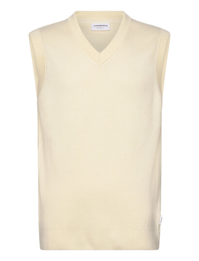 Lindbergh Rib Knitted V-Neck Slipover - Cream - S
