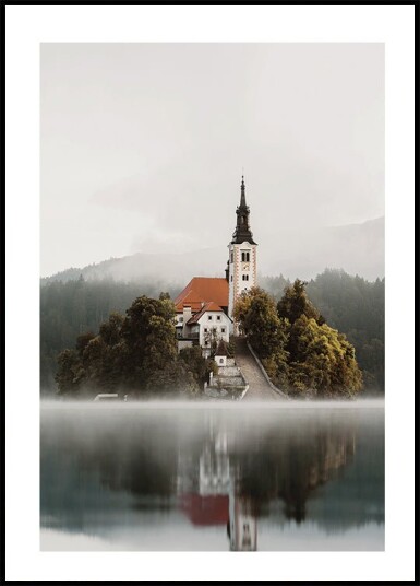 Misty Church on an Island Plakat Plakat / 100x150cm
