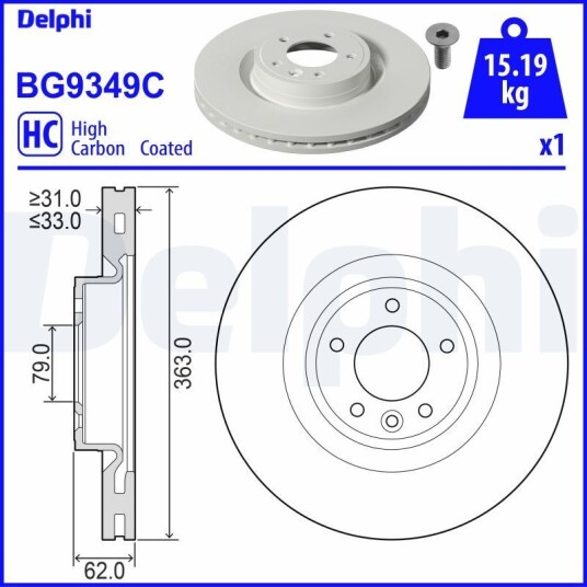 Bremseskive DELPHI BG9349C Bremseskive DELPHI BG9349C