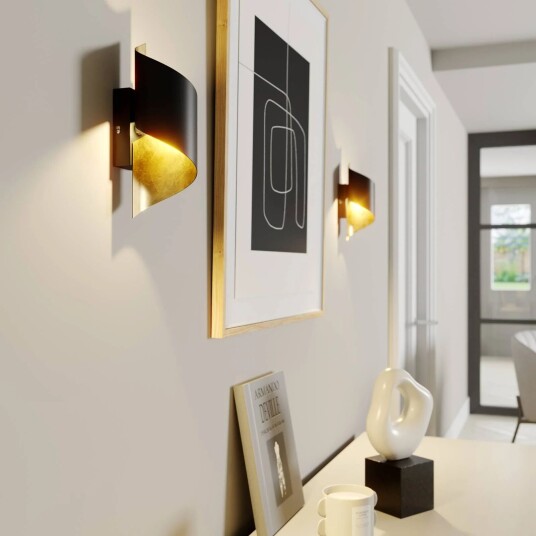 Lindby vegglampe Desirio sett med 3 stk. svart gullfarget G9