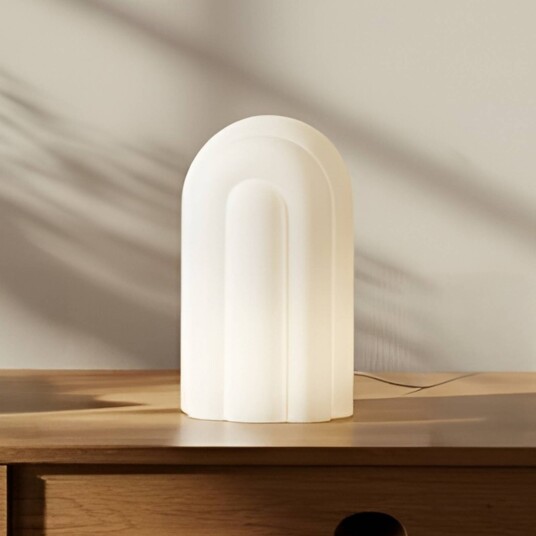 LED bordlampe Lunja Lucande dimbar Hvit / opal Stue / spisestue Glass Moderne