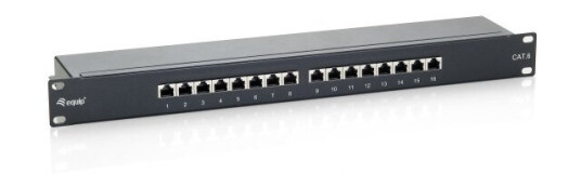 Equip 326416 Rj-45 Gull Cat6 Sort Rackmontering 1U