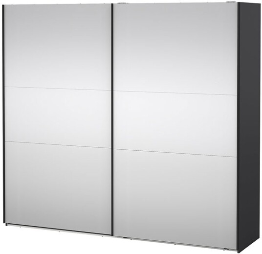 Como skyvedørsskap 2 dører med speil 245x220cm matt grå.