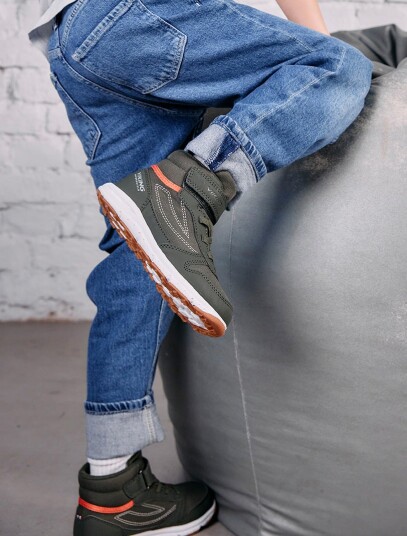 Viking Hovet Mid vanntett joggesko til barn Olive/Red