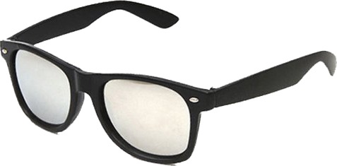 Retro wayfarer solbriller svart speilglass + senil ledning