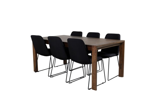 Venture Home Slider Matgruppe Forlengningsbar 170 cm Rektangulær med 6 Muce stoler Sort