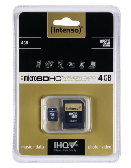 Intenso - Flashminnekort (Microsdhc Til Sd-Adapter Inkludert) - 4 Gb - Microsdhc