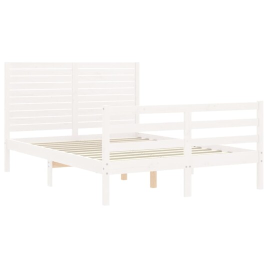 vidaXL Sengeramme med hodegavl hvit 4FT small double heltre