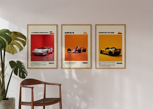 Plakat Legendariske Biler Samling / Sett av 3 Plakat Legendariske Biler Samling / Sett av 3