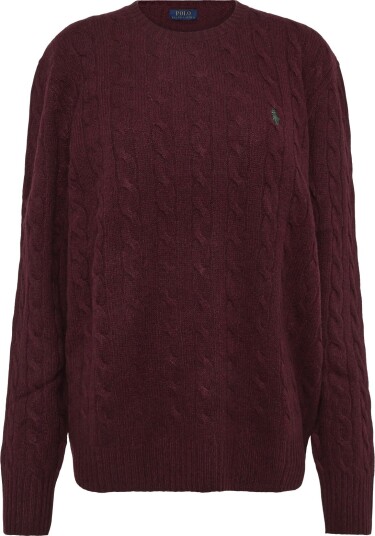 Polo Ralph Lauren Cable Knit Wool Cashmere Sweater   AGED WINE HEATHER   XL