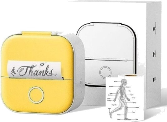 Etikettprinter Phomemo Phomemo T02 Termisk Bluetooth For Bilder Og Notater Etiketter Gul