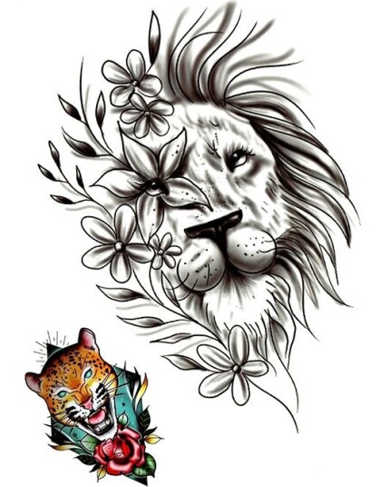 Lion & Leopard 2 stk Tatoveringer Fake Tattoo