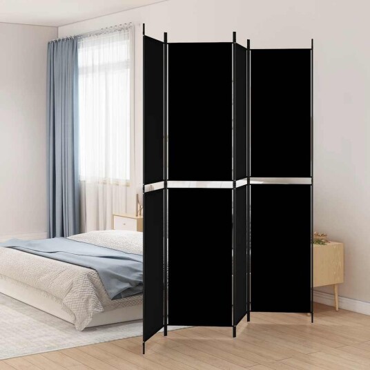 vidaXL Romdeler 4 paneler svart 200x220 cm stoff