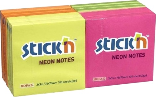 Notes Bnt Stick´N Neon Assorteret 76 X76mm Pakke A 12 Stk