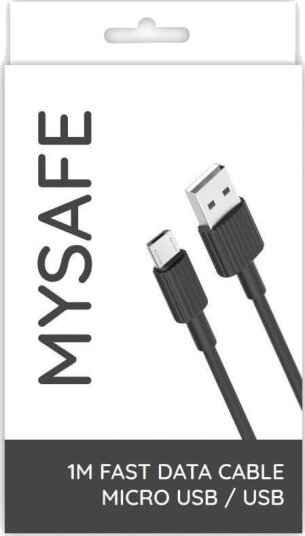Usb-Kabel Mysafe Usb-A Til Microusb 1 M Svart 5904208506034