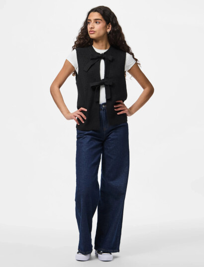 Pieces Pcsilly Sl Rev Tie Vest Knit Noos Bc - Black - M