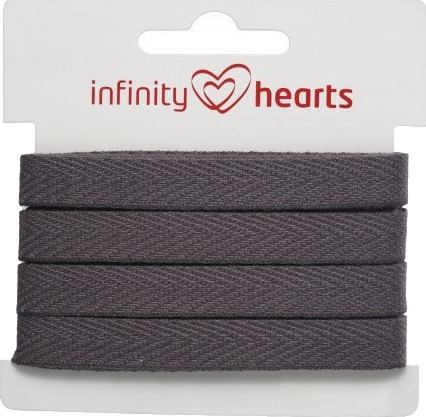 Infinity Hearts Sildebensbånd Bomull 10mm 15 Mørk grå 5m Infinity Hearts Sildebensbånd Bomull 10mm 15 Mørk grå 5m