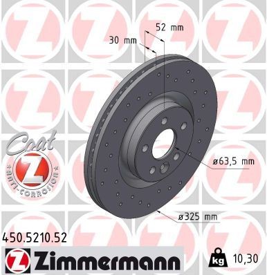 Bremseskive ZIMMERMANN 450.5210.52 Bremseskive ZIMMERMANN 450.5210.52