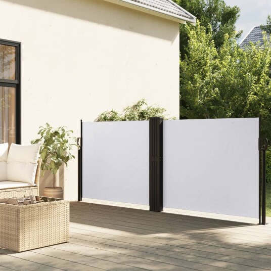 Uttrekkbar sidemarkise hvit 140x600 cm 4004616 Uttrekkbar sidemarkise hvit 140x600 cm 4004616