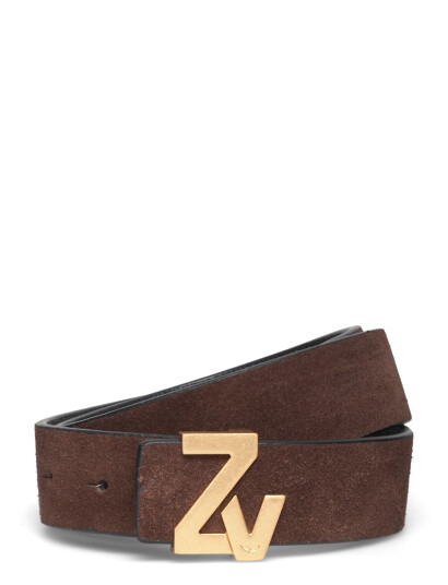 Zadig & Voltaire Zv Initiale La Belt 30Mm Suede   Brown   90