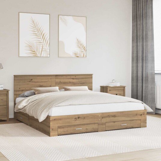 Sengestamme med skuff Artisan Eik 180 x 200 cm Konstruert tre