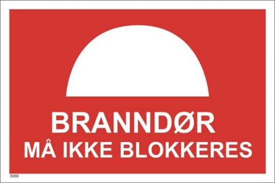 Branndør må ikke blokkeres 30X20 cm Alu-plate