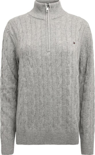 Tommy Hilfiger Lambswool Cable Zip Mk LIGHT GREY HEATHER XL