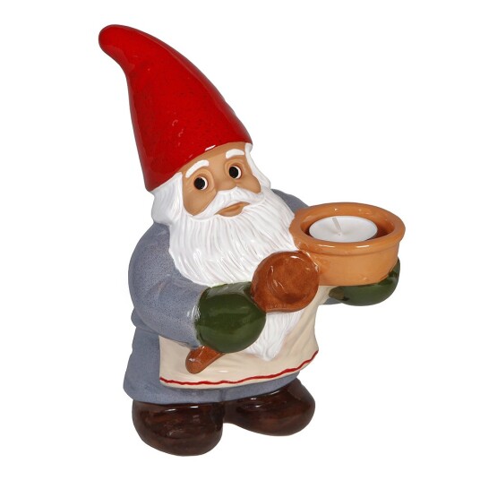 Rolf Berg Keramik  Nisse med sleiv og grøtskål telys 23 cm