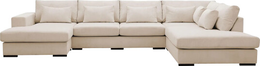 Grande 5 seters U Sofa med Divan Venstre Beige Manchester
