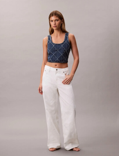 Calvin Klein Jeans Low Rise Baggy Ck Arctic   Cream   32 x 32