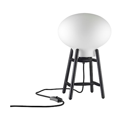 U4 Hiti Bordlampe Eik Svart Opalglass