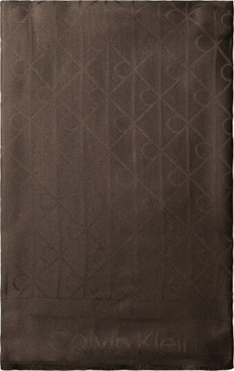 Calvin Klein Emblem Aop Glossy Tonal Scarf Brown ONE SIZE