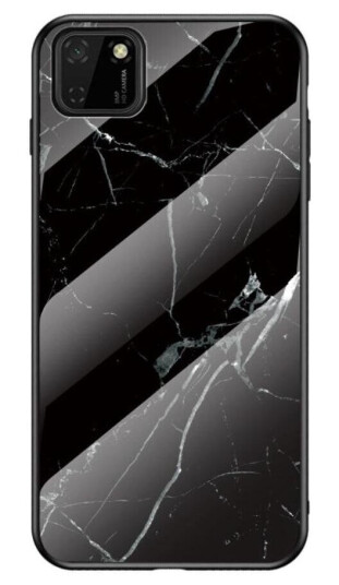 INCOVER Huawei Y5p Fleksibelt Plastdeksel med GlassBakside - Svart Marmor